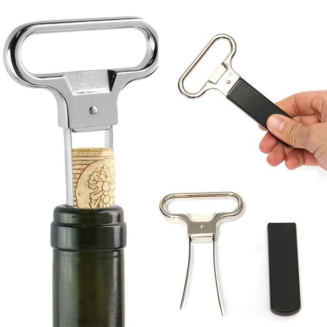 Wine Popp Two Prong Wine Cork Remover with Bottle Opener - Professional Stainless Steel Puller